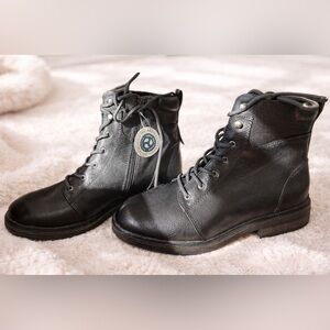 Baretraps Black Lace-Up Combat Boots with Side Zip Size 10 | Recycled Materials